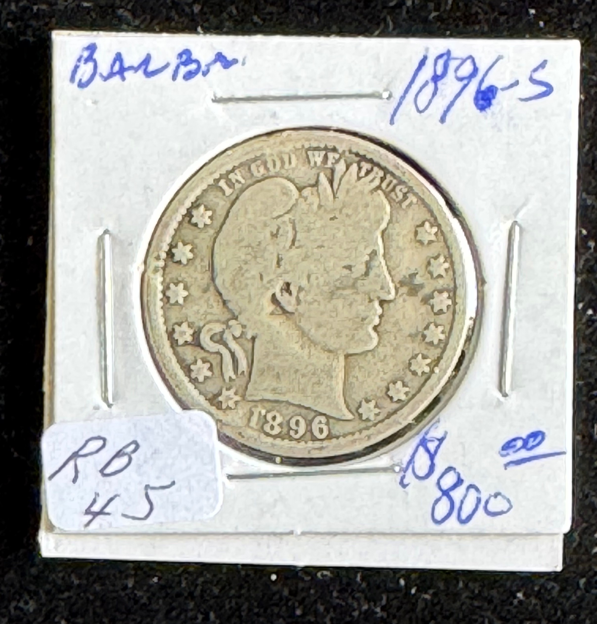 1896-S SEATED LIBERTY VERY RARE QUARTER DOLLAR COIN, NICE