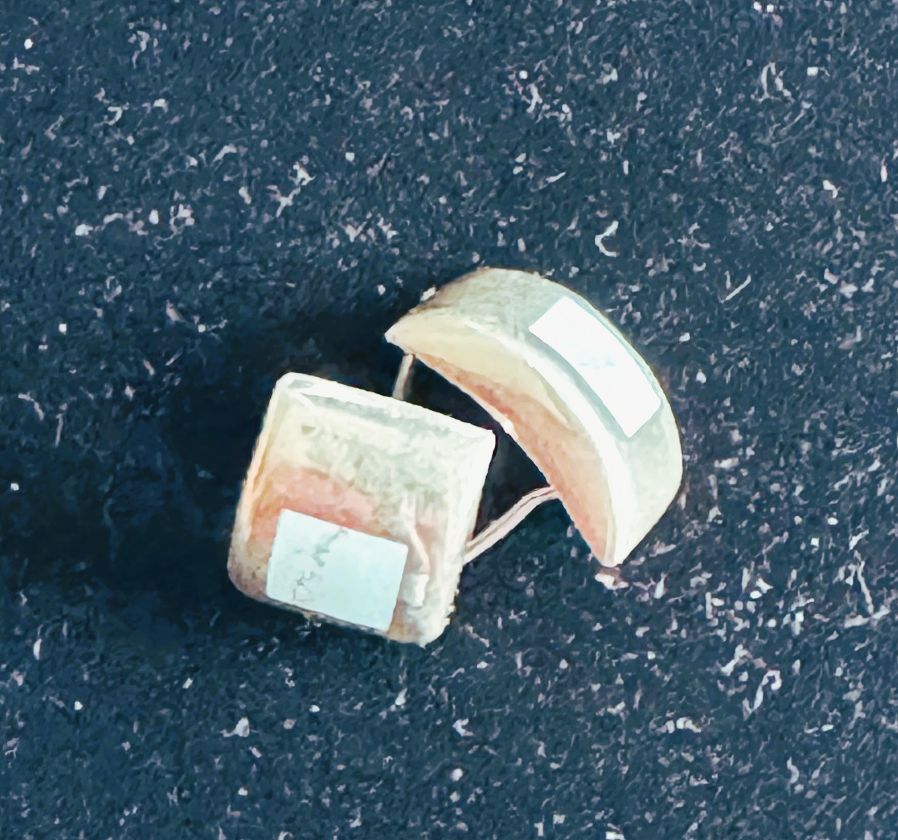 VINTAGE MEXICO STAMPED STERLING SILVER CERULEITE CUBE EARRINGS