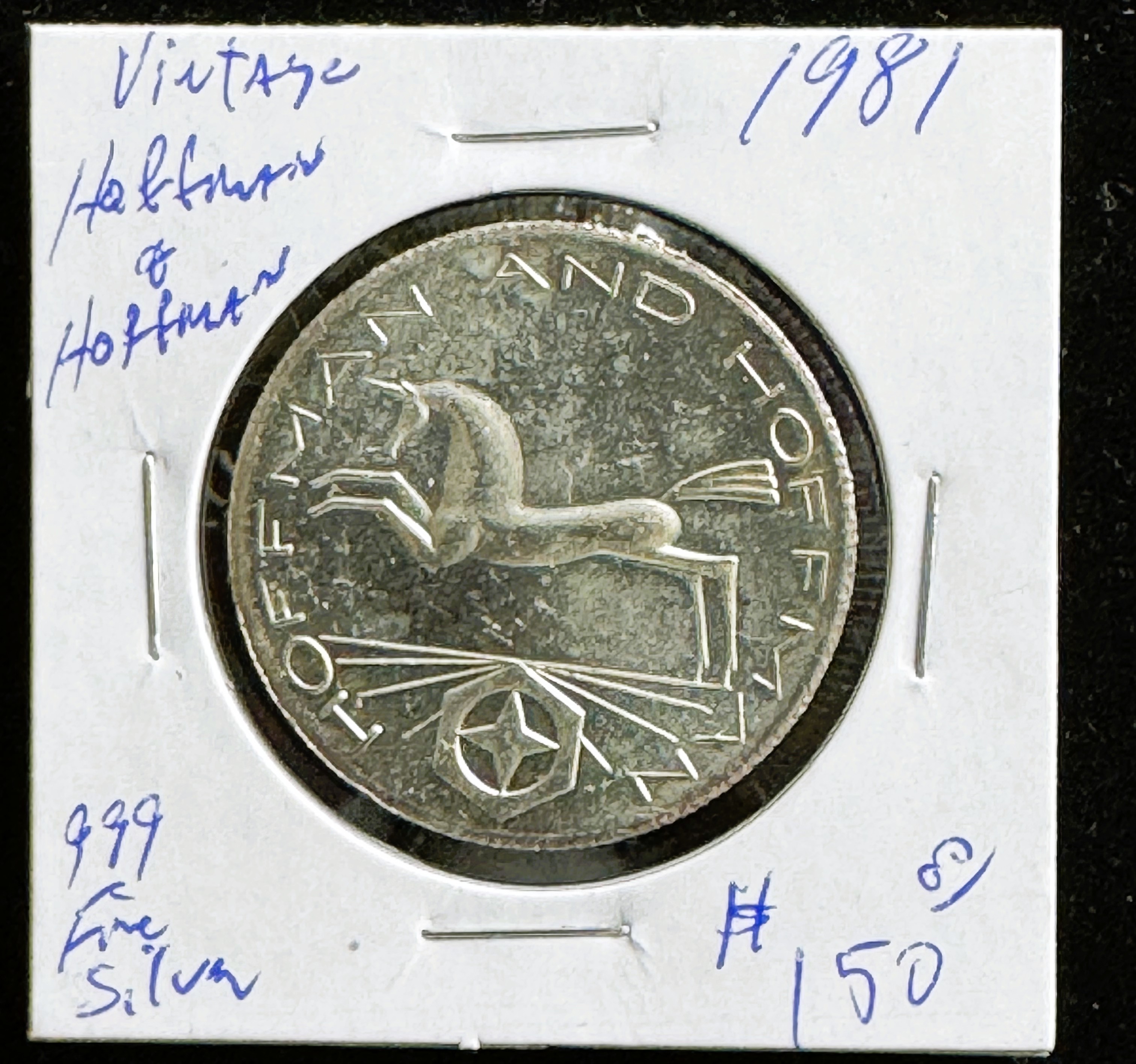 VINTAGE HOFFMAN & HOFFMAN 1981 1oz .999 FINE SILVER ROUND, VERY NICE SCARCE COIN