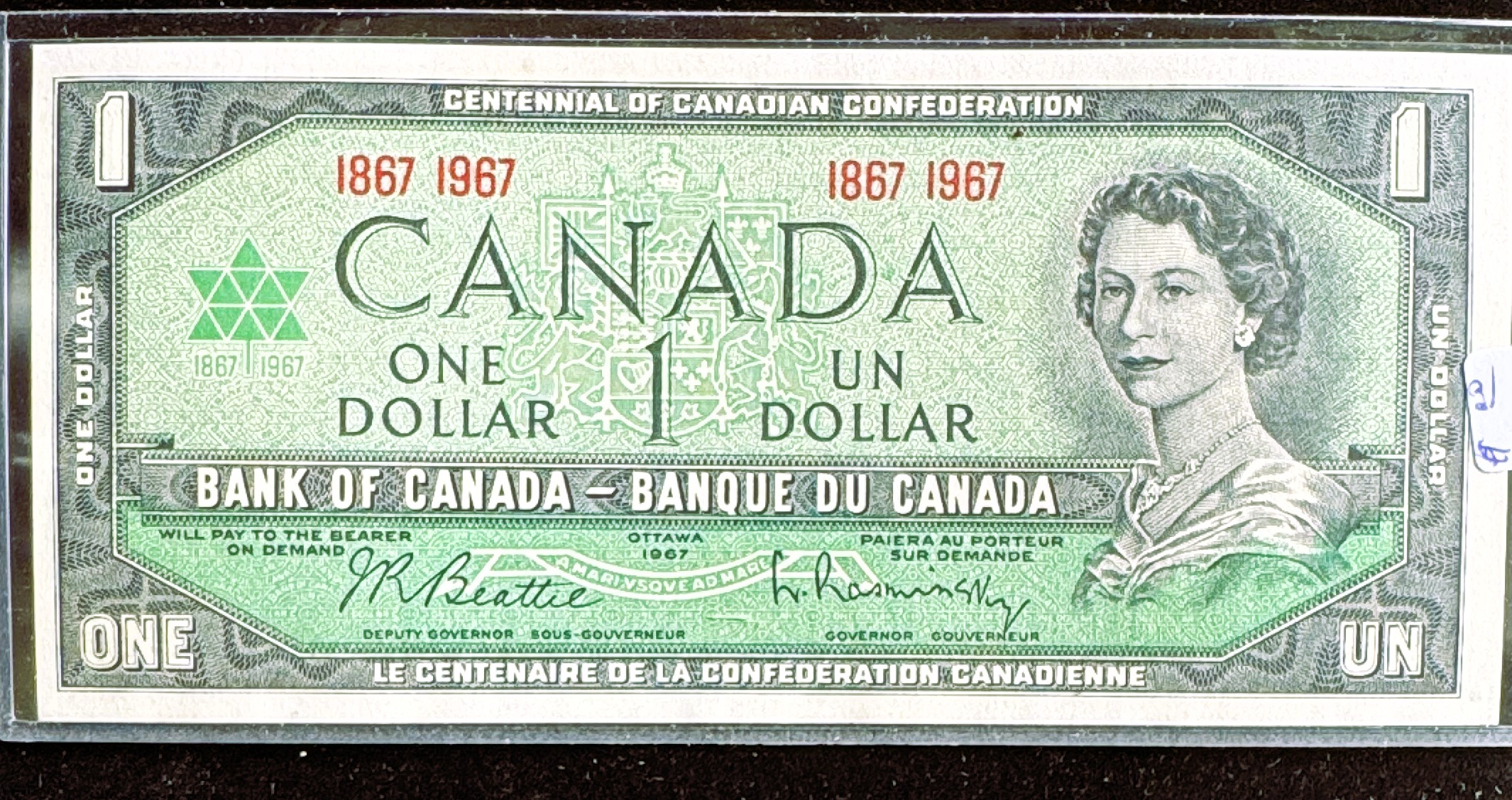 1967 OTTAWA CANADA $1 DOLLAR CRISP LIKE NEW IN SLEVE