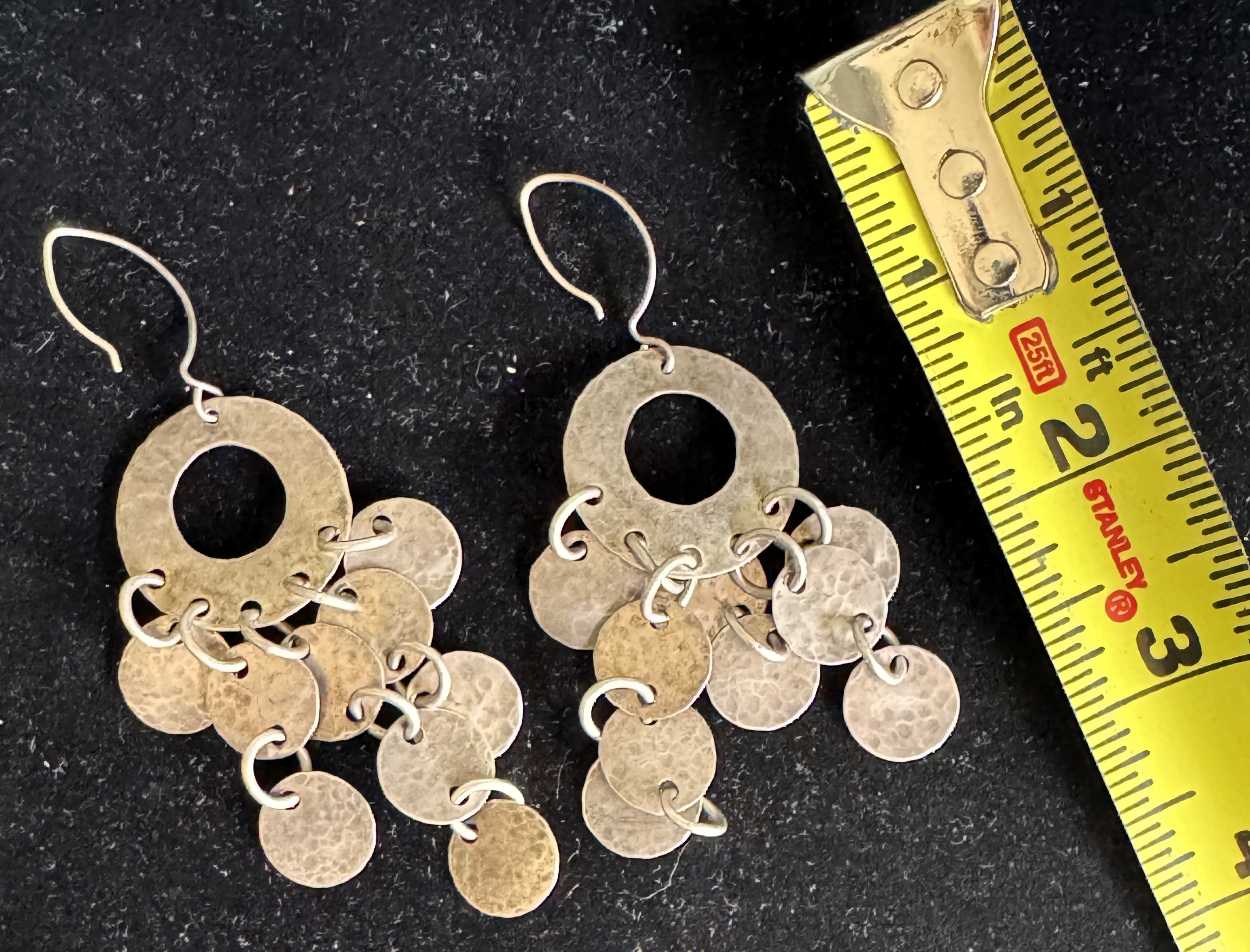 STERLING SILVER VINTAGE UNIQUE HANDMADE SOUTHWESTERN NATIVE DANGLING EARRINGS