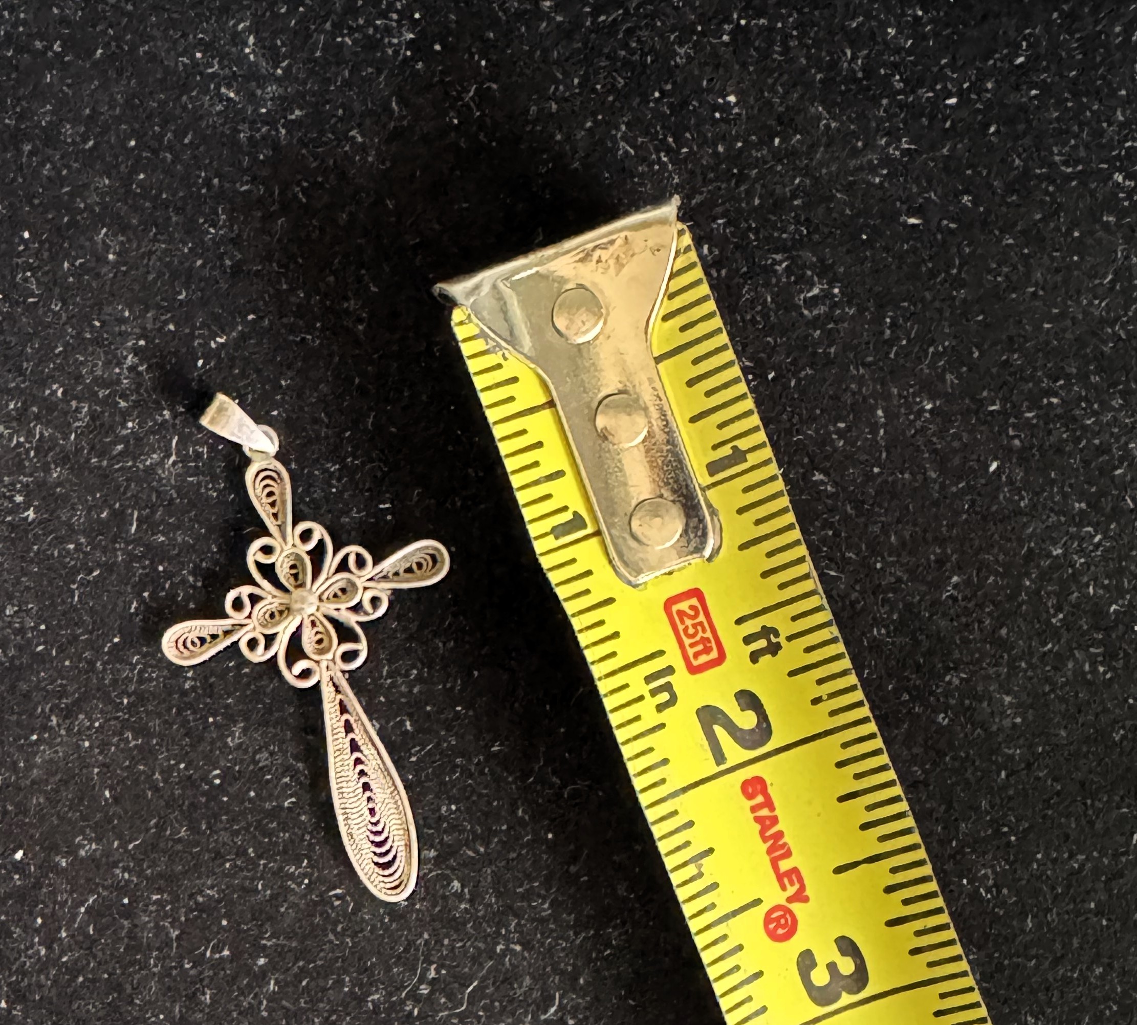 .925 STERLING SILVER VINTAGE 1 7/8" CROSS PENDANT