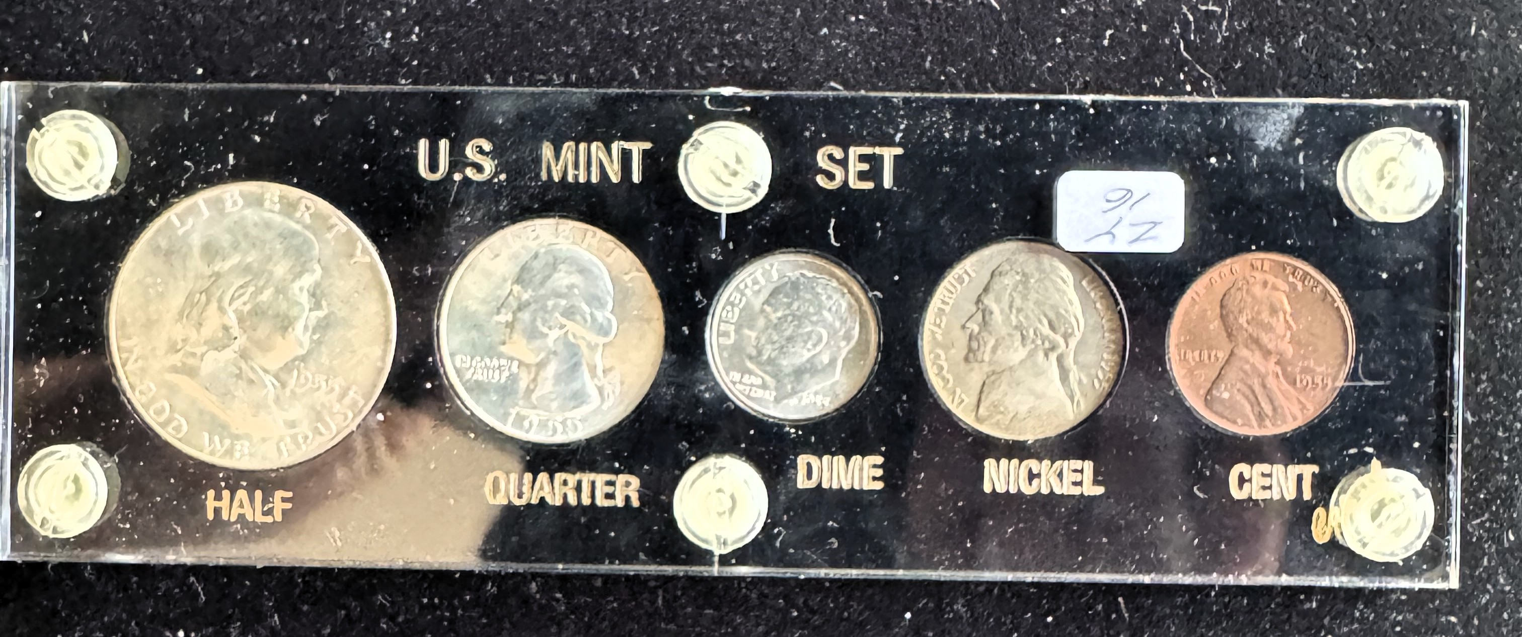 1955 SILVER U.S MINT SET, 5 QUALITY COINS IN A HARD CASE