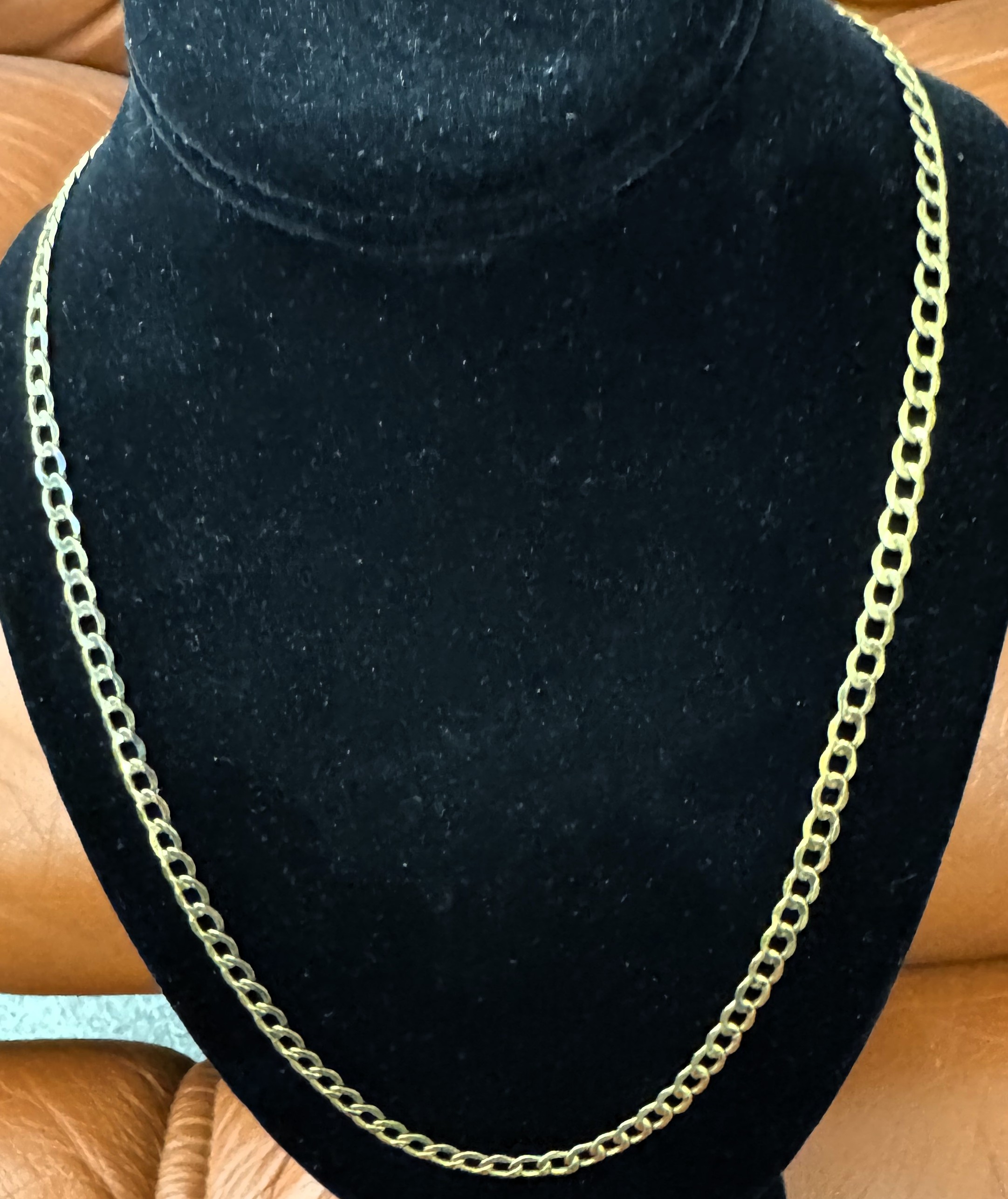 GOLD, 22" STAMPED 10kt YELLOW GOLD CUBAN CURB ITALIAN CHAIN LINK NECKLACE, LIKE NEW 