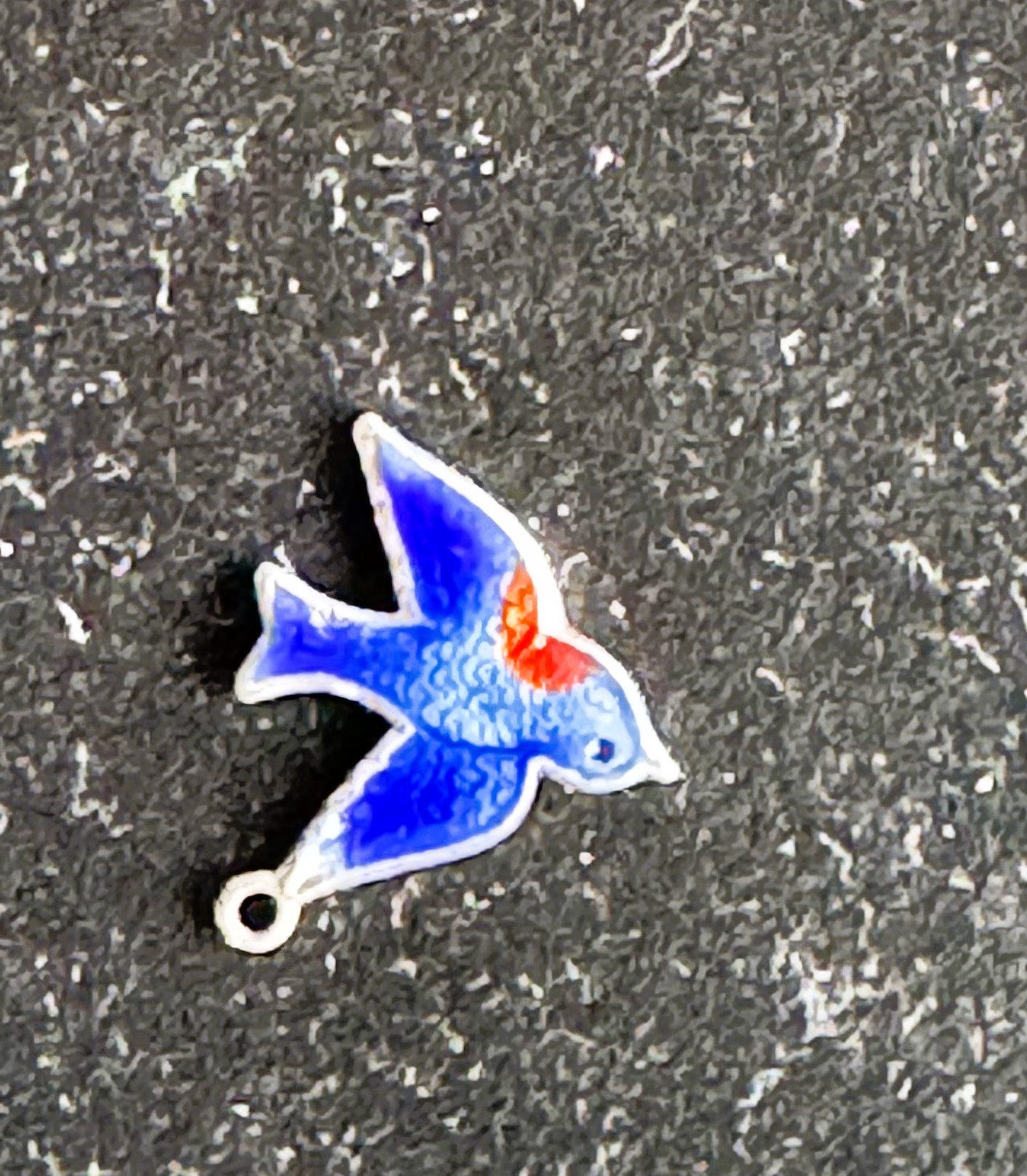 .925 STERLING SILVER VINTAGE SIGNED COLORIZED BLUEBIRD OF HAPPINESS CHARM
