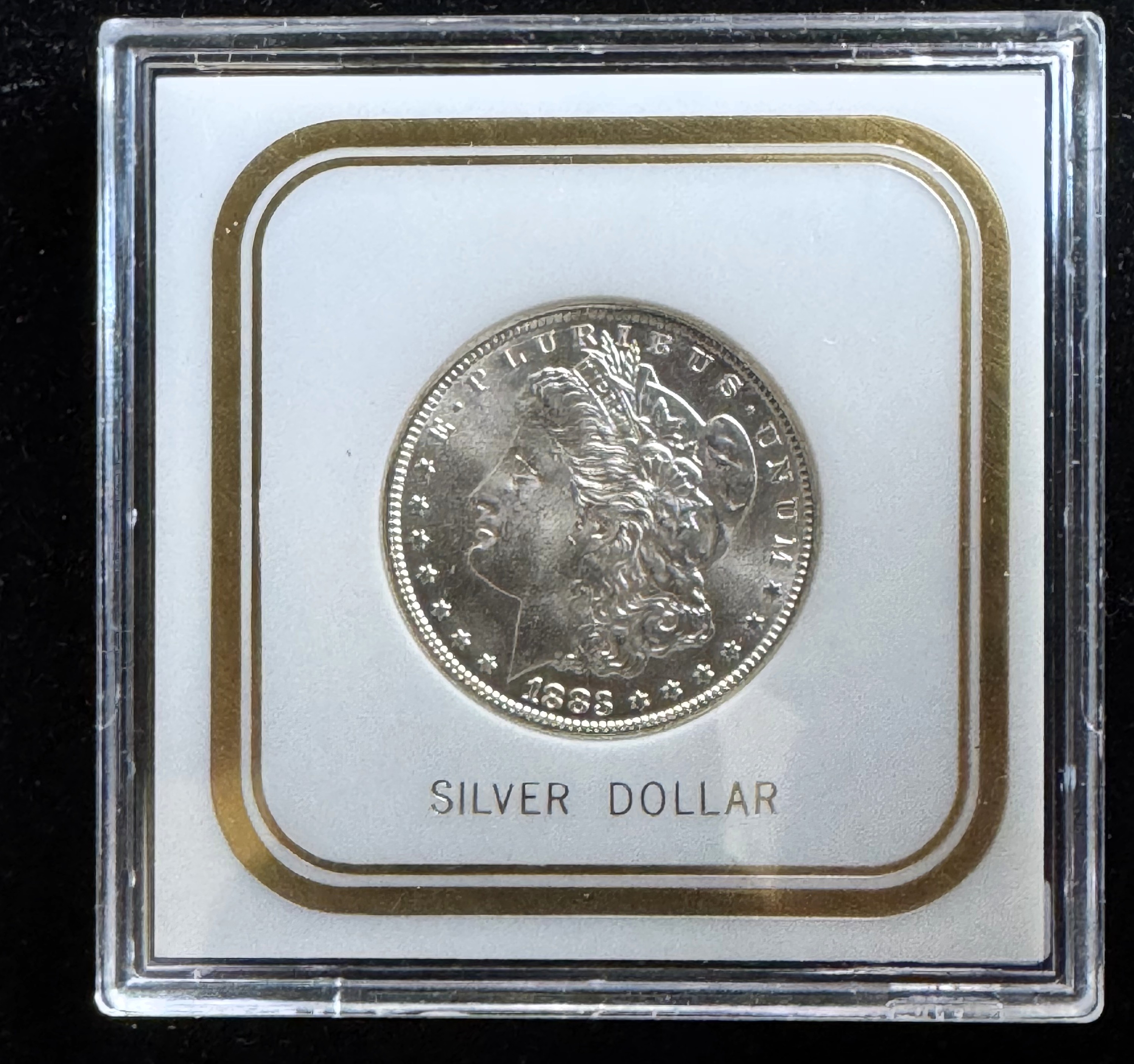 1883-CC MORGAN SILVER $1 DOLLAR HIGH GRADE QUALITY BRIGHT LUSTER COIN, IN A HARD CASE