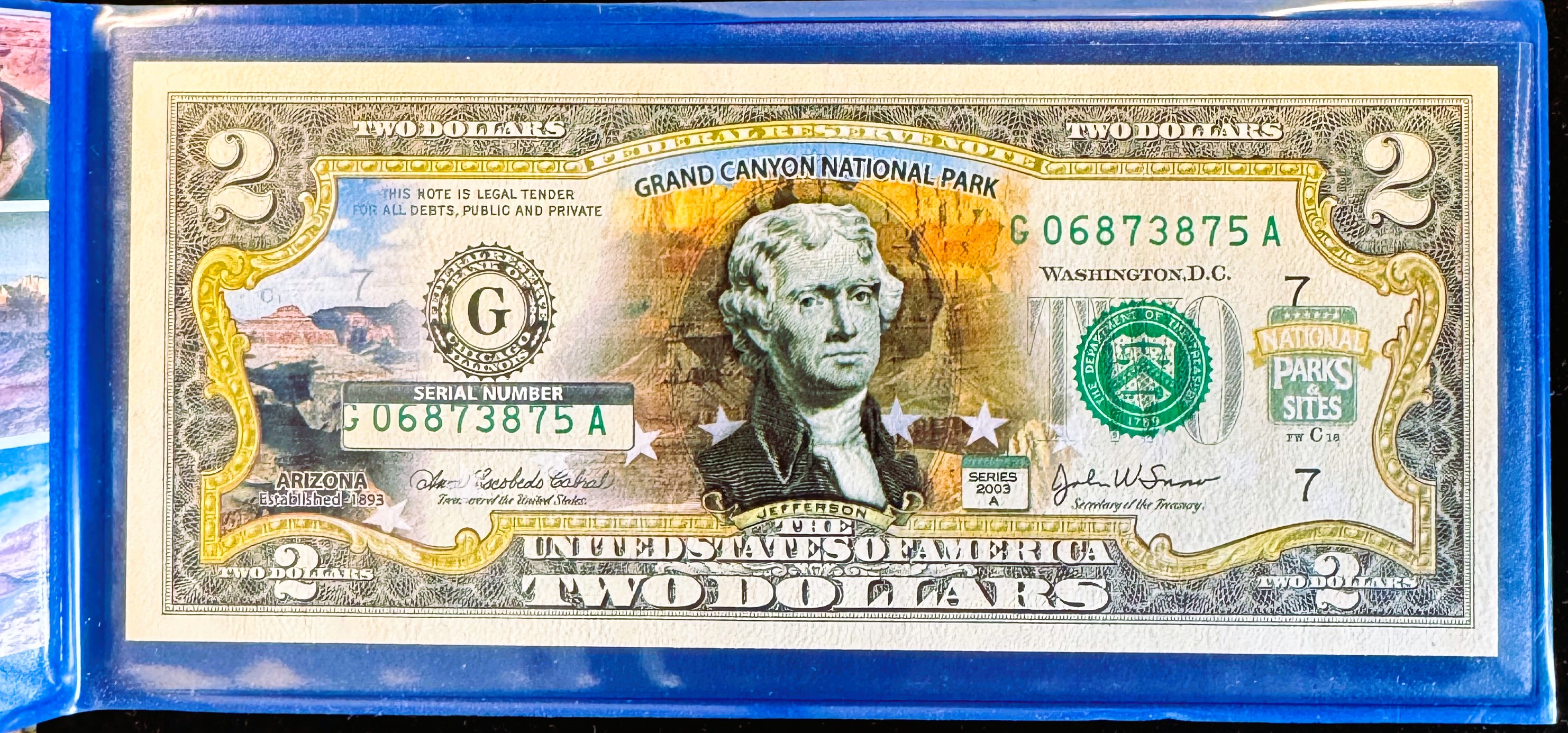 2017 $2 Pennsylvania Star Note – BEP Uncirculated Currency – With Folio & COA