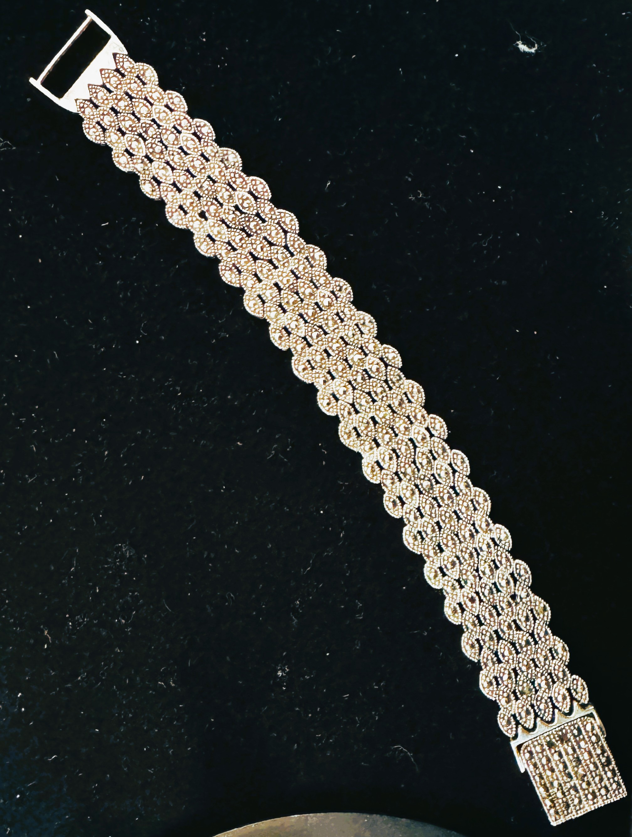 ANTIQUE VINTAGE OUT OF ESTATE STERLING SILVER CLASSY JEWELRY, 7" VERY HEAVY QUALITY BRACELET