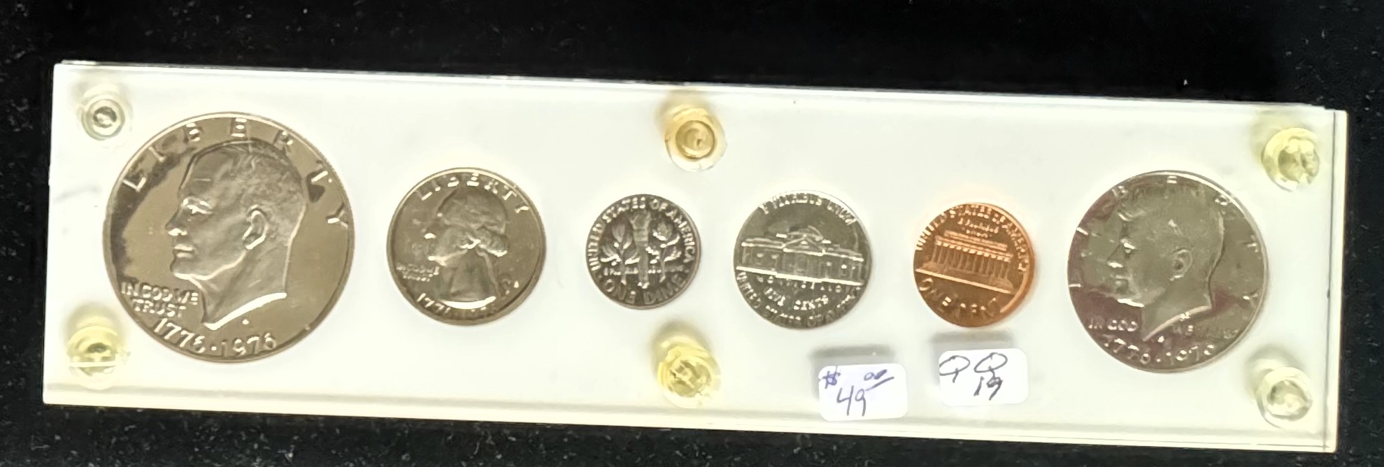 1776-1976-S BICENTENNIAL PROOF SET 6 GEM COINS, IN A HARD CASE
