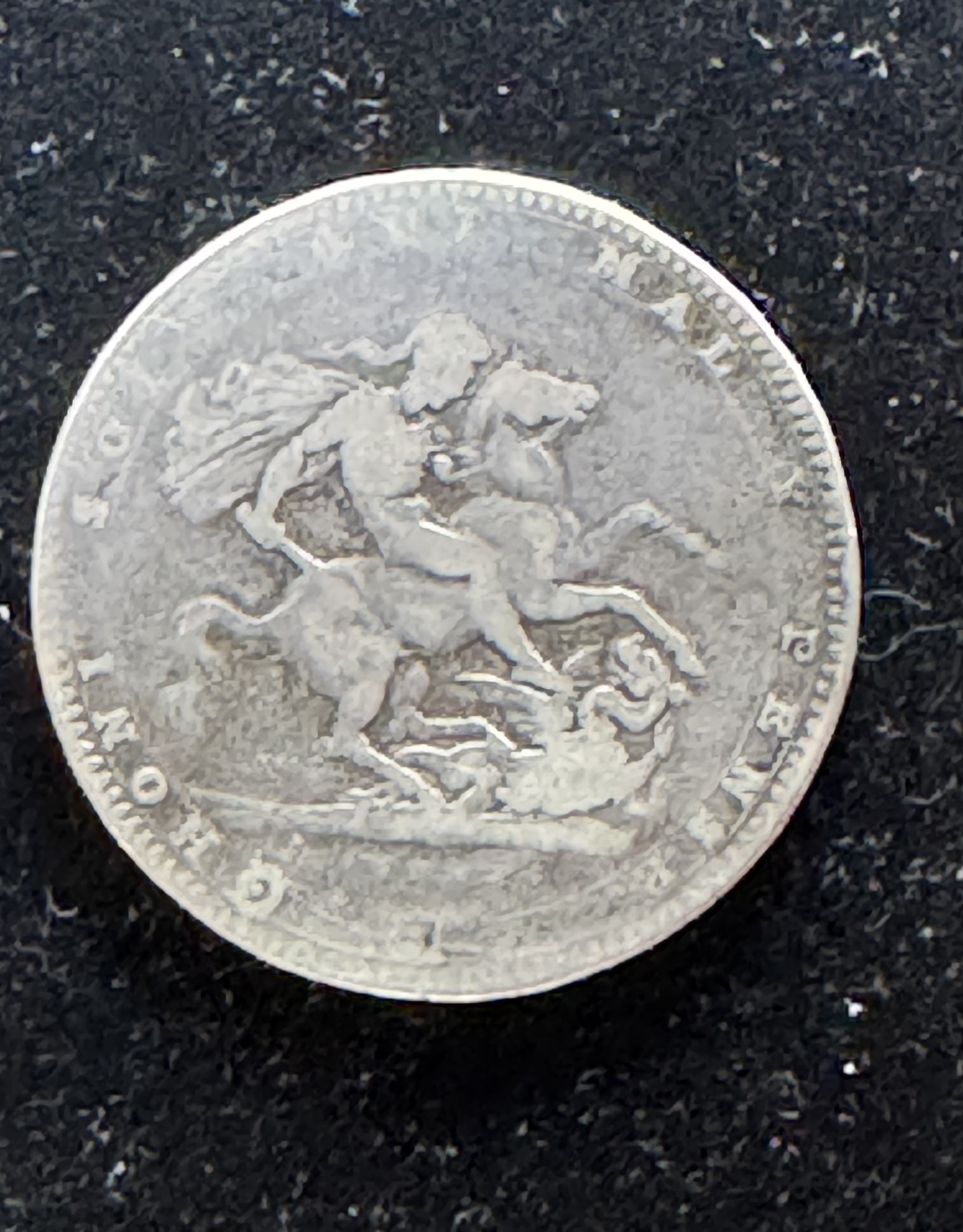 1820 LX .925 SILVER GREAT BRITAIN CROWN, GEORGE III VERY GOOD