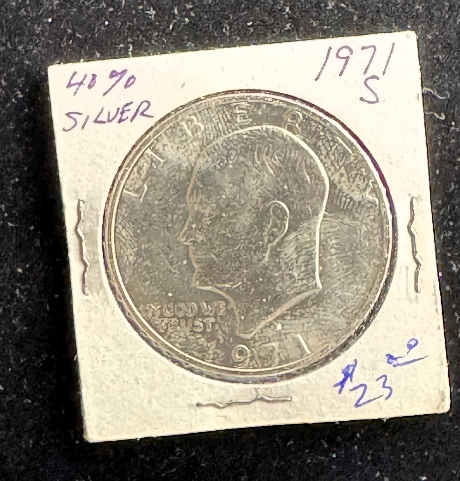 1971-S SILVER EISENHOWER $1 DOLLAR, BRIGHT SHINY GEM COIN, HOLDER DISTORTS PHOTO