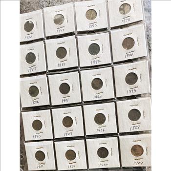 INDIAN HEAD CENT SET, COLLECTION OF 20 VARIOUS DATES 1882- 1907, NICE COINS BUT HARD TO PHOTO IN PROTECTIVE FLIPS AND PAGE COVER 