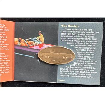 FORD 100 YEARS CAR ANNIVERSARY, (4) MEDALLIONS, 1949, 1955, 1968, 2003, IN (4) ORIGINAL PKGS, LIKE NEW