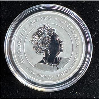 2024 .9999 2oz FINE SILVER PERTH LUNAR YEAR OF THE DRAGON, ABSOLUTE GEM BU ARGENT PROOF IN A CAPSULE