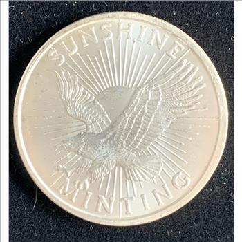 1oz SILVER VINTAGE ROUND SUNSHINE MINTING TONED  .999 FINE SILVER