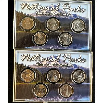 2010 U.S. MINT ORIGINAL COMPLETE SEALED DISPLAY PKG, AMERICA'S NATIONAL PARKS (10 BU) STATE QUARTERS SERIES 2 , P & D MINTS, COA