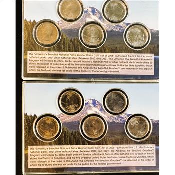 2010 U.S. MINT ORIGINAL COMPLETE SEALED DISPLAY PKG, AMERICA'S NATIONAL PARKS (10 BU) STATE QUARTERS SERIES 2 , P & D MINTS, COA