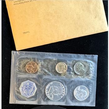 1962 U.S. MINT SILVER BU 5 COIN SET IN SEALED OGP