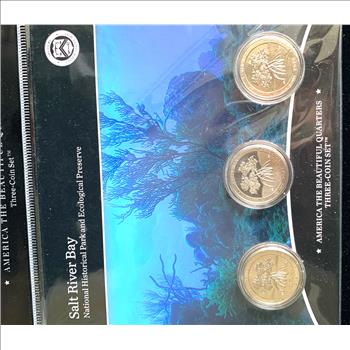 AMERICA THE BEAUTIFUL QUARTERS 3 COIN SET SALT RIVER BAY NATIONAL HISTORICAL PARK AND ECO PRESERVE