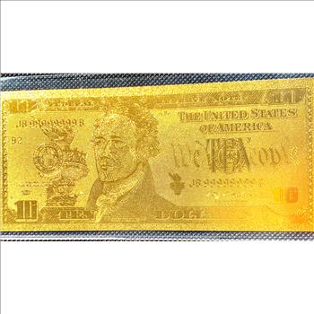 7 PCS COMPLETE SET 24 K GOLD PLATED BILLS $1, $2 $5 , $10, $20, $50, $100 CRISP GOLD FOIL