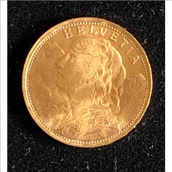 GOLD 1935-B .900 FINE GOLD BRILLIANT UNCIRCULATED SWISS 20 FRANC REALLY NICE GEM COIN