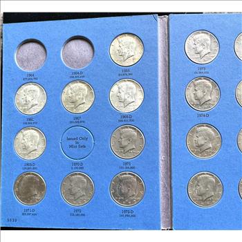1964 - KENNEDY HALF DOLLAR COIN COLLECTION, 4 SILVER & 29 OTHER QUALITY COINS, IN A WHITMAN BOOK