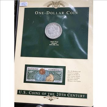 U.S. COINS & STAMPS 1921 MORGAN SILVER $1 DOLLAR COIN & STAMP COLLECTOR SET