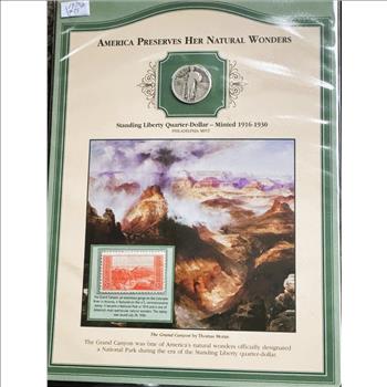 U.S. COINS & STAMPS 1930 STANDING LIBERTY SILVER QUARTER COIN & STAMP COLLECTOR SET