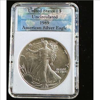 1989 UNCIRCULATED .999 SILVER AMERICAN EAGLE IN THE SLAB