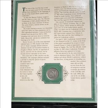 U.S. COINS & STAMPS 1844 SEATED LIBERTY QUARTER SILVER COIN & STAMP COLLECTOR SET