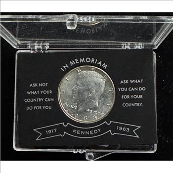1964-D KENNEDY SILVER HALF DOLLAR COIN, NICE IN A KENNEDY MEMORIAL CASE