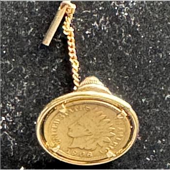 LAPEL PIN NS WITH A 1906 INDIAN HEAD PENNY CENTER PIECE