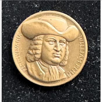 WILLIAM PENN BRONZE HIGH RELIEF UNC MEDAL , METALLIC ART CO, LIKE NEW IN ORIG BOX