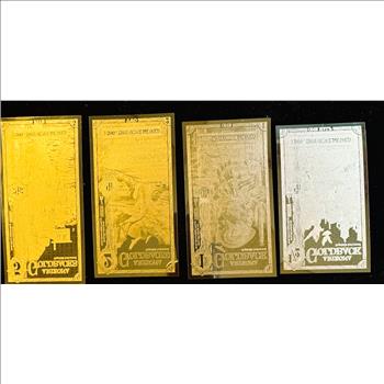GOLD, 1/2, 1, 2 & 5 (4) ARIZONA GOLDBACKS, GOLD FOIL NOTES, 1/200, 1/500, 1/1000 & 1/2000 24K .999 FINE GOLD, CAN BE USED AS LEGAL TENDER