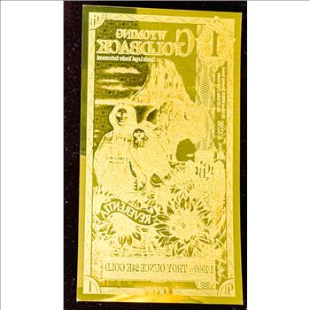 GOLD, 1 WYOMING GOLDBACK, GOLD FOIL NOTE,1/1000 .999 24K FINE GOLD, CAN BE USED AS LEGAL TENDER