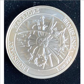1oz SILVER LEGENDARY WARRIORS PROOFLIKE UNCIRCULATED .999 FINE SILVER