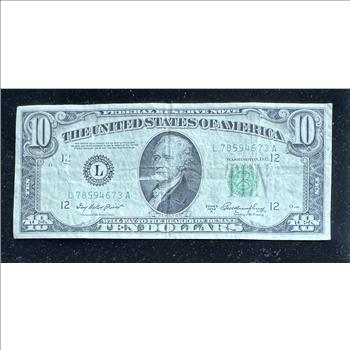 1950 A SERIES $10 SAN FRANCISCO FEDERAL RESERVE NOTE, GREEN SEAL IN A SLEVE