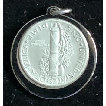PENDANT 1944 MERCURY SILVER DIME IN MAD MONEY PENDANT