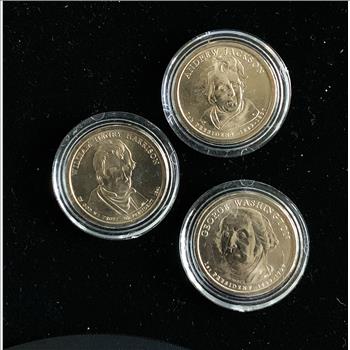 $1 GOLD TONNED PRESIDENTIAL COLLECTION UNC IN CASE (3) COINS