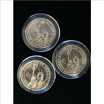 $1 GOLD TONNED PRESIDENTIAL COLLECTION UNC IN CASE (3) COINS