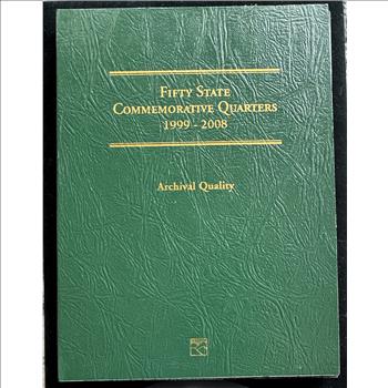 1999-2008 FIFTY STATE COMMEMORATIVE QUARTER COMPLETE SET 50 STATES QUALITY UNC COINS IN A LITTLETON CUSTOM FOLDER BOOK