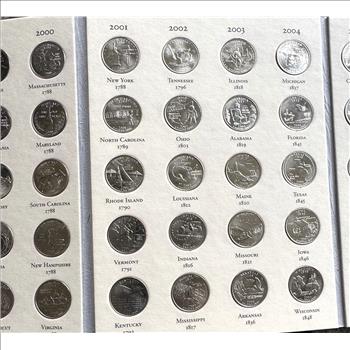 1999-2008 FIFTY STATE COMMEMORATIVE QUARTER COMPLETE SET 50 STATES QUALITY UNC COINS IN A LITTLETON CUSTOM FOLDER BOOK