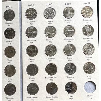 1999-2008 FIFTY STATE COMMEMORATIVE QUARTER COMPLETE SET 50 STATES QUALITY UNC COINS IN A LITTLETON CUSTOM FOLDER BOOK
