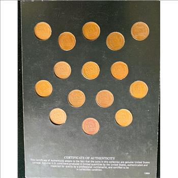 1944 - 1958 LAST 15 YEARS OF LINCOLN WHEAT PENNY  COLLECTION, NICE COINS IN ORIG PKG WITH COA