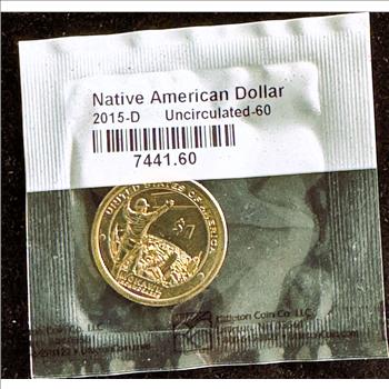 2015-D NATIVE AMERICAN DOLLAR COIN, UNCIRCULATED-60 IN A LITTLETON SEALED PKG