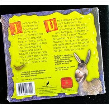 SHREK BURGER KING DREAMWORKS MEDALLION & STICKER SET, SEALED NEVER OPENED, LIKE NEW, COINS & CURRENCY