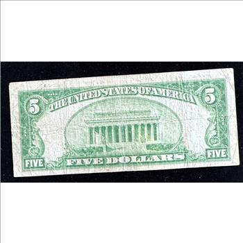1934 SERIES $5 DOLLAR SAN FRANCISCO, LIGHT GREEN SEAL,  IN A SLEVE