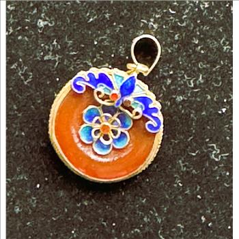 .925 STERLING SILVER VINTAGE MARKED DOUBLE SIDED MILLEFIORI PENDANT