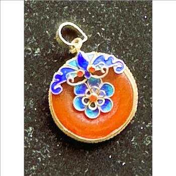 .925 STERLING SILVER VINTAGE MARKED DOUBLE SIDED MILLEFIORI PENDANT