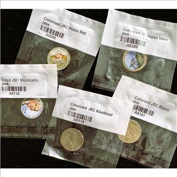 LITTLETON UNC (5 COINS) COLORIZED J5C INDIVIDUALLY SEALED PKGS SET